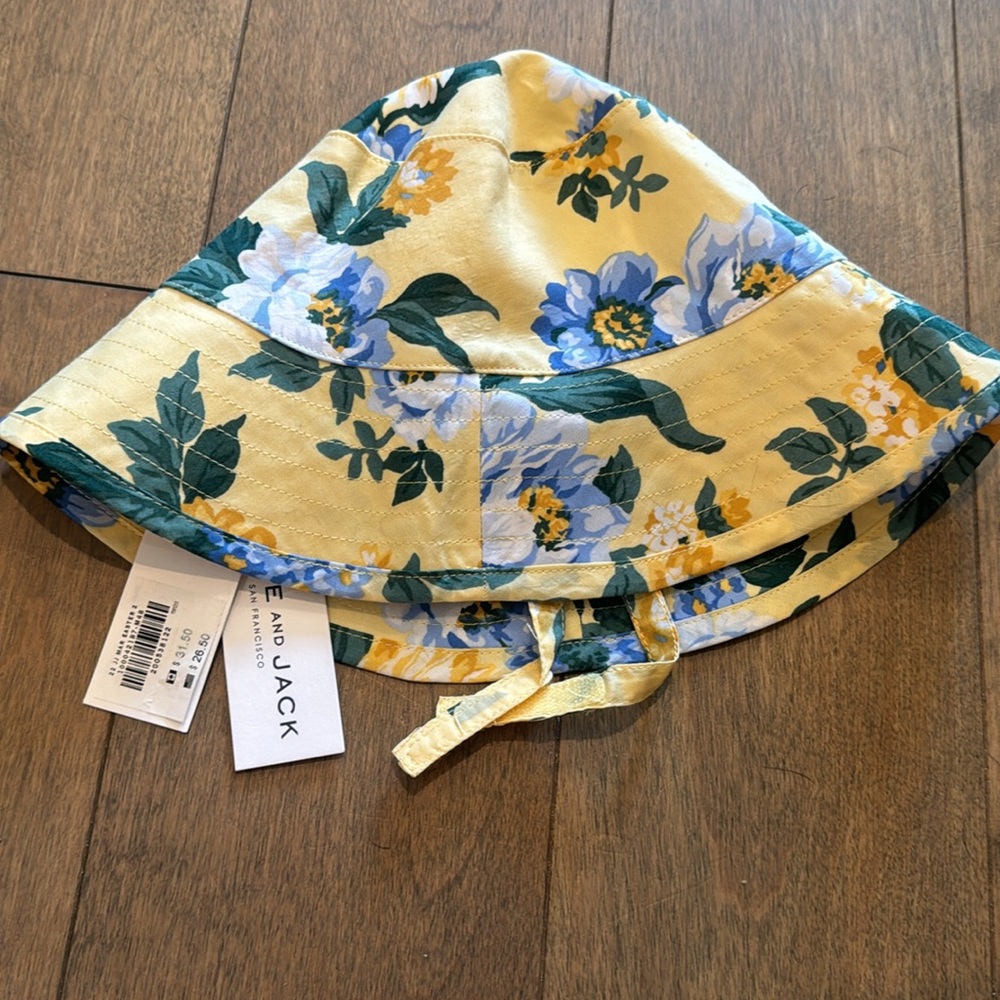NWT Janie‎ and jack girls yellow bucket hat beach 12-24 months